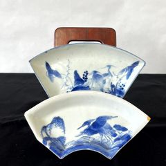 古伊万里 染付 扇面型 皿 2枚組 宣明年製 0008 - メルカリ