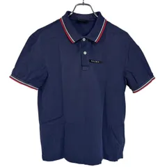 B033 PRADA プラダ ポロ シャツ ゴルフ ウェア ネイビー シンプル カジュアル 半袖 メンズ Lのサムネイル