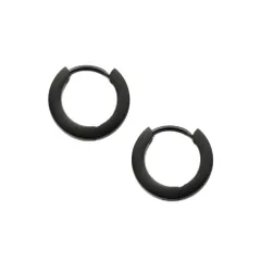 【ブラック×9mm】[Cream dot. クリームドット公式] ステンレス製 フープ 金属アレルギー つけっぱなし サージカルステンレス メンズ ペア 男女 中折れ キャッチレス 両耳用 大人  