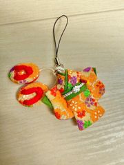 【5】和柄ミニ着物と草履のストラップ＊桜模様／和風小物／ハンドメイド