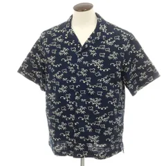 【新品】ヤコブコーエン JACOB COHEN コットン オープンカラー 半袖シャツ ネイビー【サイズXXL】【メンズ】