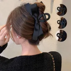 ヘアクリップ バンスクリップ リボン 黒 ccmts0923p005