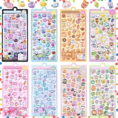 【特価商品】ぷくぷく ぷくぷくシール ぷっくりシール 立体 かわいい 8枚セット ごほうび キラキラ 韓国 Chisafly 子供 大容量 スマホケース 手帳 diy 贈り物 (タイプA)