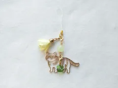 春 虎 2way ストラップ 四つ葉のクローバー&タッセル&夜光ビーズ付き