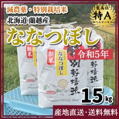 【令和5年新米・減農薬・特別栽培米】ななつぼし  15kg 北海道 蘭越産