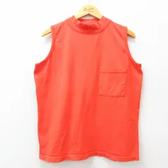 XL/古着 ギャップ GAP ノースリーブ ビンテージ Tシャツ メンズ 90s 無地 胸ポケット付き コットン モックネック ハイネック オレンジ spe 