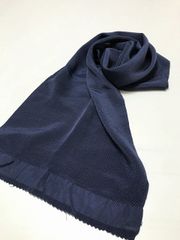 【中古】 帯揚げ 正絹 縮緬 濃紺無地 