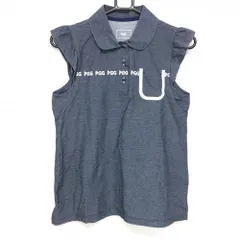 【新品】PGGパーリーゲイツ ノースリーブポロシャツ ネイビー デニム風 胸元ロゴ レディース 0(S) ゴルフウェア PEARLY GATES