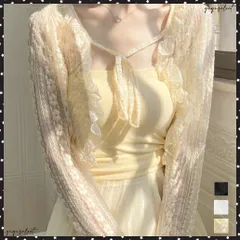 レースボレロカーディガン シアートップス レディース 花柄フリルカーディガン フェミニン 日焼け防止 冷房対策 フロントリボンサマーカーディガン ショート丈春夏服 シアーカーディガン 透かし編みカーデ白 クロップドトップス