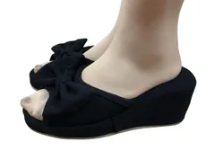 【エステ仕様】美脚 ヒール スリッパ 8cm / リボン（Butterfly Type) (ブラック)　入学式　卒業式　オフィス履きにも [ブラック]のサムネイル