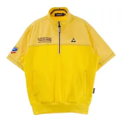 サイズ：M LE COQ GOLF ルコックゴルフ  ハーフジップ半袖ブルゾン ボーダー柄 イエロー系 [240101377253] ゴルフウェア メンズ ストスト