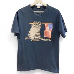 CRAZY SHIRTS クレイジーシャツ クリバンキャット 星条旗 プリントTシャツ Sサイズ ネイビー 紺色 ハワイオリジナル トップス 半袖 丸首 メンズ 夏 ゴーゴー古着マルイ草加店768Y