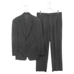GIORGIO ARMANI (ジョルジオアルマーニ) ストライプ レーヨン 2B テーラードジャケット スラックス セットアップスーツ ブラック