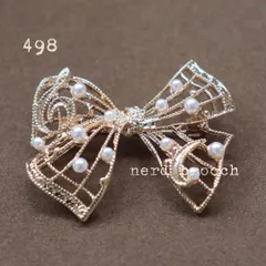 パールのメロディリボンブローチ【ゴールド】　音楽 上品 ゴールド 結婚式 フォーマル 大人 かわいい 新品 入学式 卒業式 発表会 ギフト プレゼント NerD