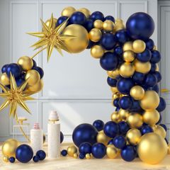 卒業式 パーティー 感謝祭 誕生日飾り バルーン 結婚式記念日お祝い 結婚式男女兼用 BIRTHDAY 101個風船セットHAPPY 紺金 飾り付け 誕生日 風船