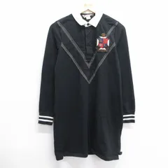 古着 ラルフローレン ラグビー 長袖 ラガー シャツ ワンピース レディース ワンポイントロゴ ロング丈 コットン 黒 ブラック spe 25mar27 