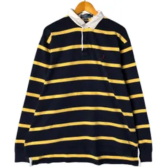 古着 ラルフローレン Ralph Lauren POLO by Ralph Lauren ボーダー柄 長袖 ラガーシャツ メンズXL相当/eaa586575