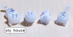 4種おまとめシリーズ　白虎猫　4匹セット　レジン　デコパーツ