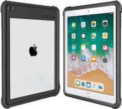 iPad 2017/2018 防水ケース 9.7インチ ipadカバー2018 ipad air2 防水ケース IP68 防水規格 軽量 薄型 耐衝撃 水場 全面保護 安心感 スタンド機能付き ストラップ付き スタンド機能 アウトドア お風呂(ブラック)