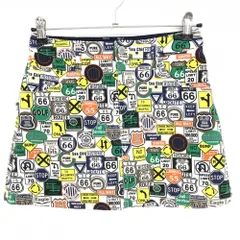 【超美品】ジャックバニー スカート 白×マルチカラー 標識総柄 ストレッチ 内側インナーパンツ レディース 0(S) ゴルフウェア Jack Bunny