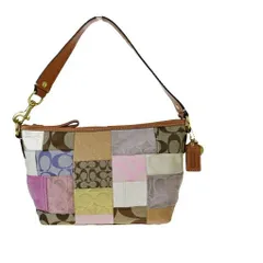 【中古】 コーチ(Coach) シグネチャー・パッチワーク F11708 キャンバス,レザー ショルダーバッグ ブラウン 03GB517