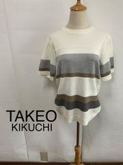 【新品】TAKEO  KIKUCHI タケオキクチ　オフホワイト　メンズ　サマーセーター　半袖　02/M