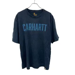 carhartt 半袖 プリントTシャツ XL ネイビー プルオーバー ビックロゴ ストリート カーハート 古着卸 アメリカ仕入 a705-5547