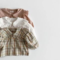 【人気♡】10%割引対象　秋　ブラウス　80cm　フリル　セーラ　Tシャツ　お袖　トップス　可愛い　白ブラウス