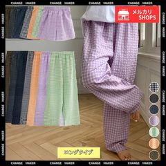 ギンガムチェックパンツ レディース 春夏 丈選べる 2タイプ チェック柄 ロングパンツ 涼しい 格子柄 ウエストゴム ワイドパンツ 体型カバー 部屋着 パンツ ゆったり ボトムス 夏 ルームウェアパンツ イージーパンツ CH84KAILI-004