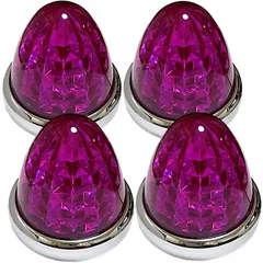 24V トラック用 LED マーカーランプ サイドマーカー メッキリング マーカー 8面クリスタルカット仕様 16LED 汎用 4個 セット パープルレンズ