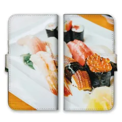 らくらくスマホ F-42A  ケース 手帳型  スマホケース 携帯ケース 寿司 すし スシ SUSHI 日本 和食 米 マグロ イクラ サーモン 軍艦 にぎり 写真 カラー01