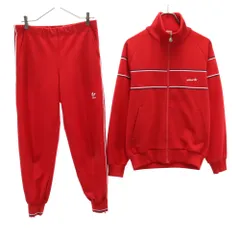 アディダス 70s デサント製 ヴィンテージ 西ドイツタグ トレフォイルロゴ ジャージジャケット 上下 セットアップ L/M レッド adidas メンズ