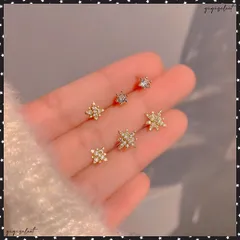 6個セットスタッドピアス スターバーストキラキラ 小ぶりピアス 両耳用 ジュエリー 女性 韓国アクセサリー シンプル かわいい 小物 痛くない 耳飾り 普段使いギフト プレゼント セカンドピアス人気 付けっぱなしピアス