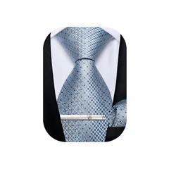 [DiBanGu] ネクタイ ライトブルー 花 ポケットチーフ タイピン セット イージーケア 入学式 ビジネス