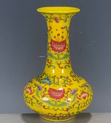 乾隆藍釉琺瑯彩花卉梅瓶 工芸品 美術品 置物 - メルカリ