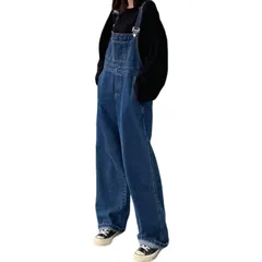 [7-livehouse] サロペット デニム レディース オーバーオール オールインワン デニムサロペット デニムパンツ 体型カバー 着痩せ 大きいサイズ ジーンズ ワイドパンツ ロングパンツ ファッション カジュアル 無地 通勤 普段着 春 秋 冬