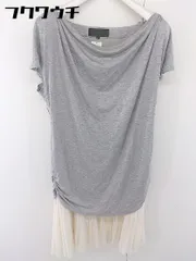 ◇ UNTITLED 切替 レイヤード フレンチスリーブ ミニ プリーツ ワンピース サイズ 2 グレー ベージュ レディース  【中古】 【1112170005880】