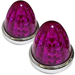 24V トラック用 LED マーカーランプ サイドマーカー マーカー 8面クリスタルカット仕様 16LED 汎用 2個 セット メッキリング パープルレンズ