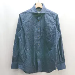 ◇ ◎ NAVY ネイビー ドット 水玉 EASY CARE 綿100％ 長袖 シャツ サイズM ネイビー系 メンズ E  【1406050069292】