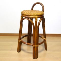 ラタン 回転スツール 丸椅子 籐家具 カウンターチェア - メルカリ