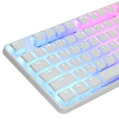 【迅速発送】Ussixchare PBTプリンティングキーセット117キー、デュアルレンズ半透明XDA輪郭、ISOとANSIレイアウト61/68/84/87/104キーメカニカルキーボードに適している(プリン白)