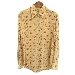 #a リバティー LIBERTY シャツ ブラウス S ベージュ ボルドー 長袖 小花柄 シルク 絹 100％ イタリア製 イタリー レディース [952281] k01のサムネイル