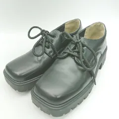 ◇ Θ あしながおじさん スクエアトゥ 厚底 レースアップシューズ サイズM ブラック レディース E  【1412260008013】