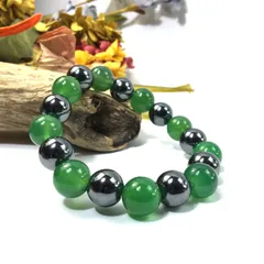 ヘマタイト×緑瑪瑙 パワーストーン ブレスレット 12mm 天然石ブレス  メンズ・レディース　男性・女性　数珠ブレス　開運 [k]