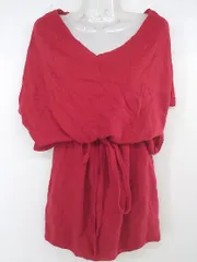 ◇ ADAM ET ROPE アダムエロペ Vネック ノースリーブ 膝丈 ニット ワンピース サイズ38 レッド レディース P  【中古】 【1210050003206】