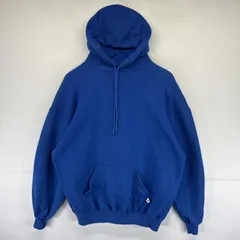 古着 90's/90年代 ラッセル Russell USA製 パーカー 無地 スウェット プルオーバー フーディ 大きいサイズ XXL  ブルー メンズ