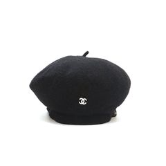 洗練された印象を+【CHANEL】ベレー帽 シルク CCロゴ ブラック シャネル ココマーク ハット 素材不明 ブラック WZ512666｜中古