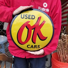 ビッグサイズ◆OK USED CAR/中古車◆ブリキ看板　アメリカンガレージ　サイン