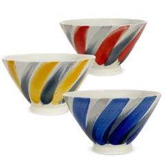 J-kitchens 勲山窯 茶碗 3個セット直径 11.5cm 高さ 6.8cm 刷毛目 波佐見焼 日本製