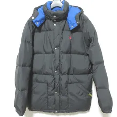 美品 POLO RALPH LAUREN ポロラルフローレン 2WAY フーデッド ダウンジャケット ブルゾン キッズサイズ XL 18-20 ブラック キッズ 古着 中古 USED